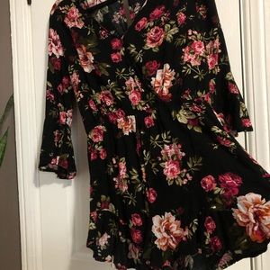 Light Floral Black Romper